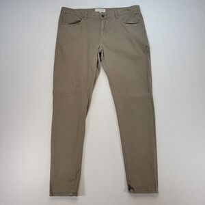 Dapper Boi Pants 38x32 Brown Slim Tapered Chino Preppy Stretch Casual